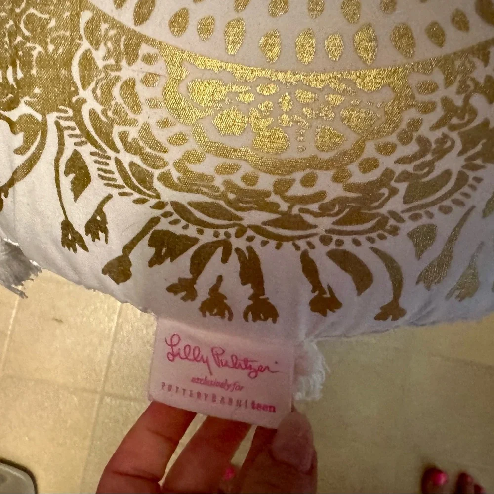 Lilly Pulitzer Gold and White Accent Pillows (Set of 2)